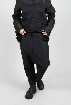 Rundholz Dip Trousers^Textured Straight Leg Trousers in Black Mel