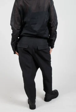 Rundholz Dip Trousers^Textured Straight Leg Trousers in Black Mel
