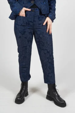 Xenia Design Co-ords & Suits^Textured Trousers in Dark Blue