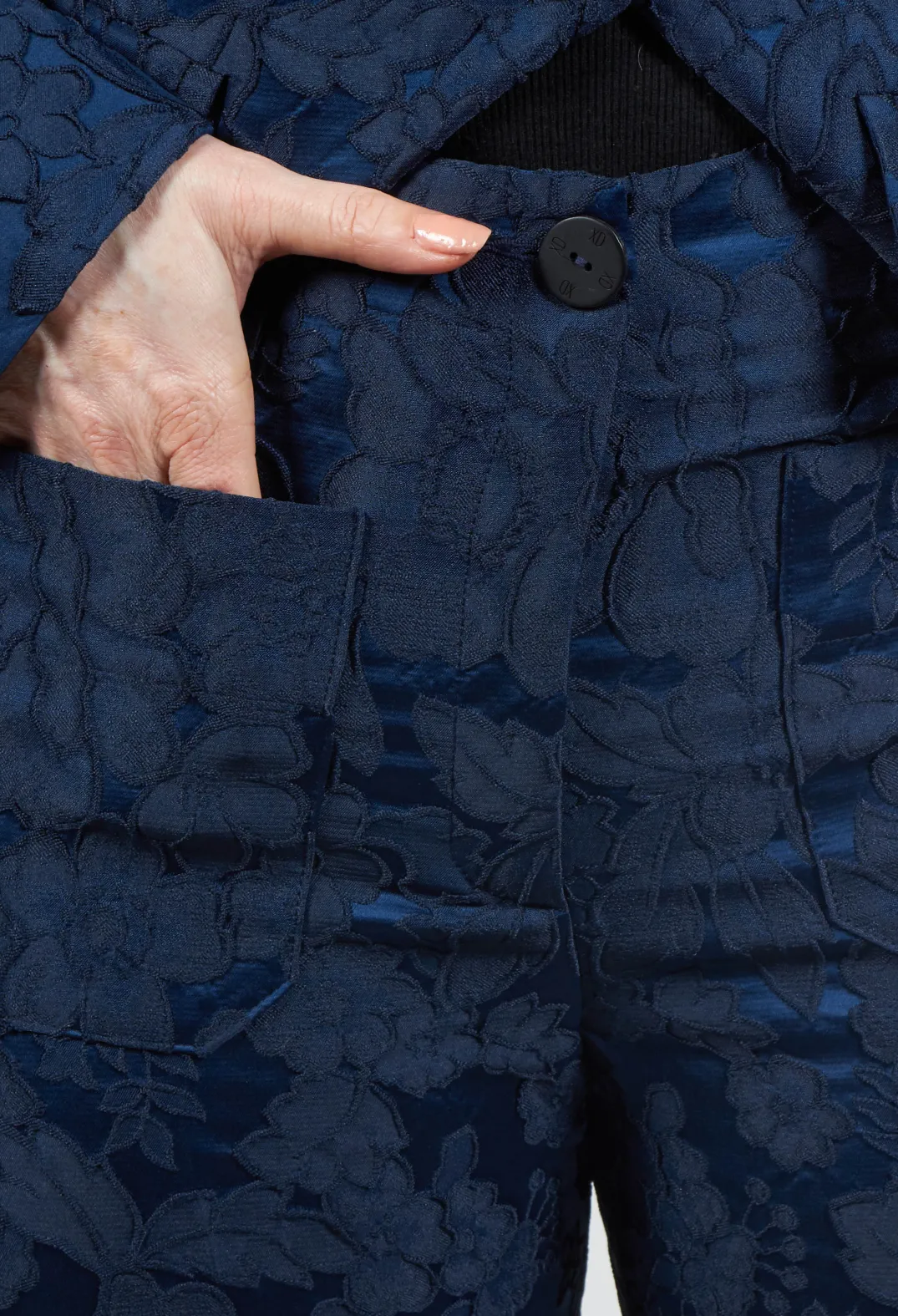 Xenia Design Co-ords & Suits^Textured Trousers in Dark Blue
