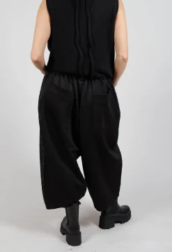 Moyuru Trousers^Textured Wide Leg Trousers in Black