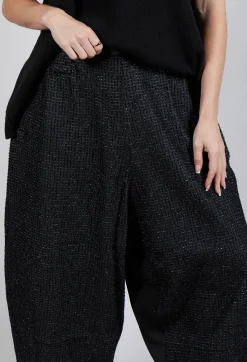 Moyuru Trousers^Textured Wide Leg Trousers in Black