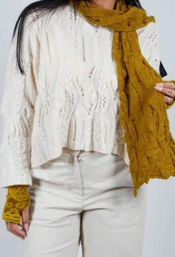 Butapana Scarves^Textured Wool Scarf in Mustard