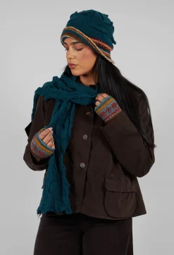 Butapana Scarves^Textured Wool Scarf in Turquoise