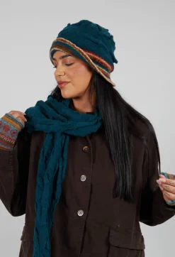 Butapana Scarves^Textured Wool Scarf in Turquoise