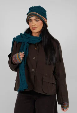 Butapana Scarves^Textured Wool Scarf in Turquoise
