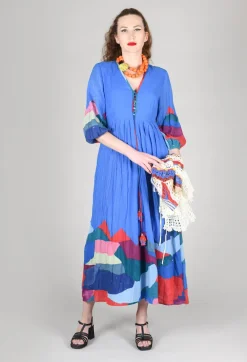 Rene Derhy Dresses^Theatral Dress in Bleu and Petr