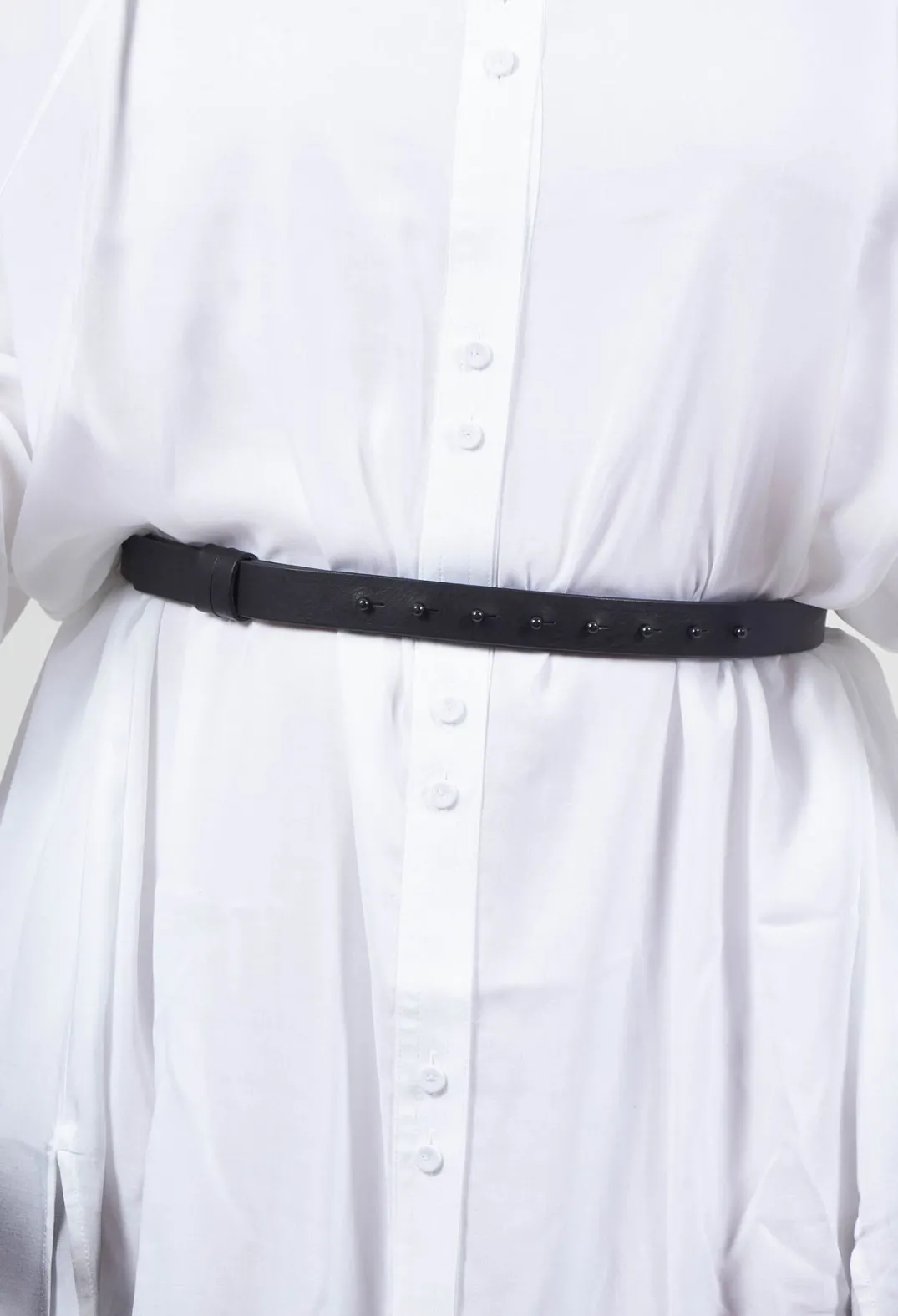 Isabel Benenato Belts^Thin Leather Belt in Black