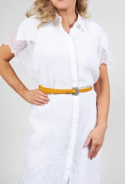 Beatrice B Belts^Thin Leather Belt in Mustard
