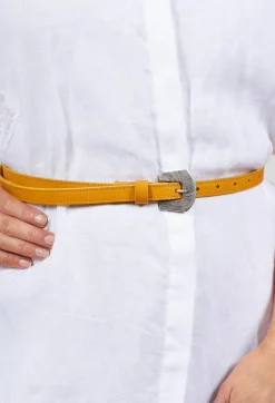 Beatrice B Belts^Thin Leather Belt in Mustard