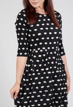 Alquema Dresses^Three Quarter Sleeve Smash Dress in Elliptical Spot