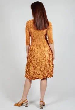 Alquema Dresses^Three Quarter Sleeve Smash Dress in Metallic Gold
