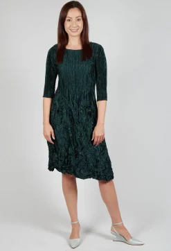 Alquema Dresses^Three Quarter Sleeve Smash Dress in Metallic Forest