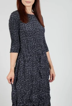 Alquema Dresses^Three Quarter Sleeve Smash Dress in Leopard