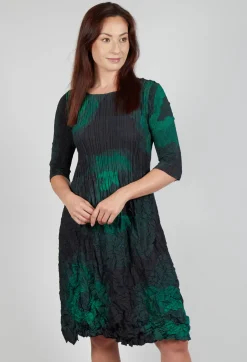 Alquema Dresses^Three Quarter Sleeve Smash Dress in Forest Rose
