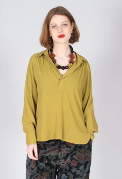 Beatrice B Shirts & Blouses^Torre Collared Blouse in Olio Yellow