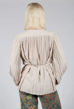 Beatrice B Shirts & Blouses^Torre Lightweight Pleated Shirt in Beige