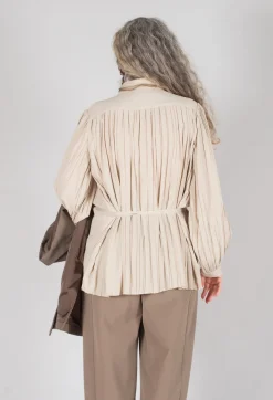 Beatrice B Shirts & Blouses^Torre Lightweight Pleated Shirt in Beige