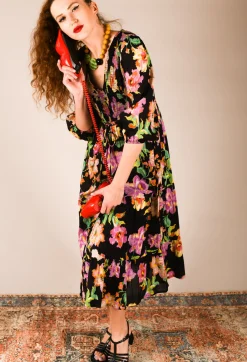 Rene Derhy Dresses^Trapani Dress in Black Floral Print