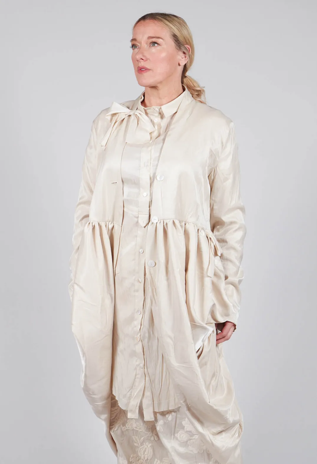 Aleksandr Manamis Coats^Treasury Drape Coat in Cream