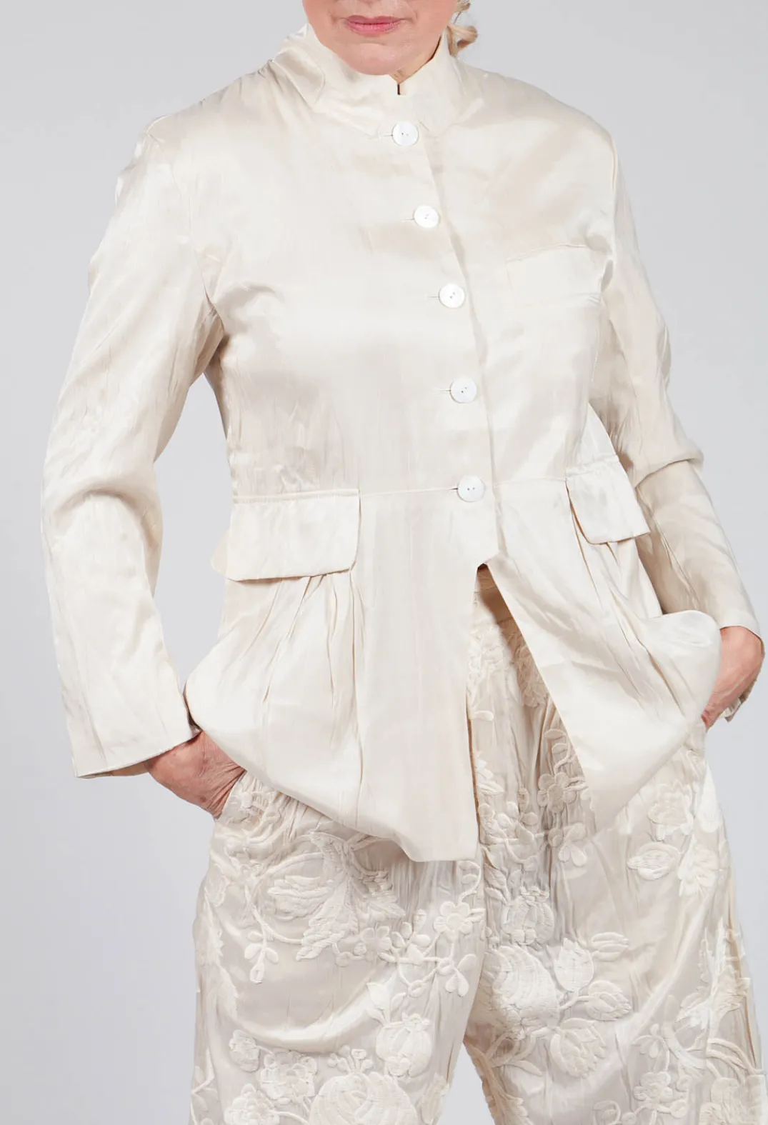 Aleksandr Manamis Jackets^Treasury Pleat Jacket in Cream