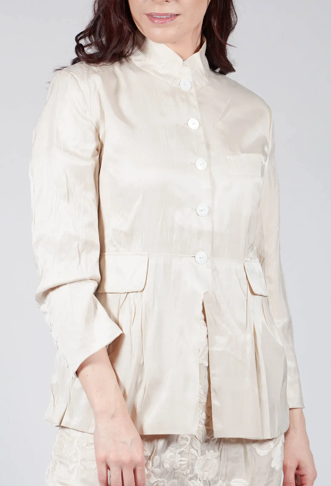 Aleksandr Manamis Jackets^Treasury Pleat Jacket in Cream