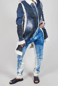 Rundholz Dip Trousers^Trousers with Contrast Inside Panels in Denim Print