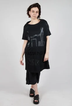 Rundholz Dip Dresses^T-Shirt Dress in Black and Black Print