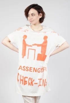 Rundholz Dip Dresses^T-Shirt Dress in Greige and Mandarine Print