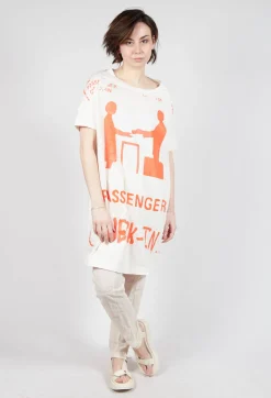 Rundholz Dip Dresses^T-Shirt Dress in Greige and Mandarine Print