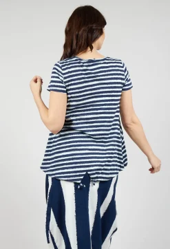 Rundholz Black Label Tops^T-Shirt with Drawstring Hem in Navy Print