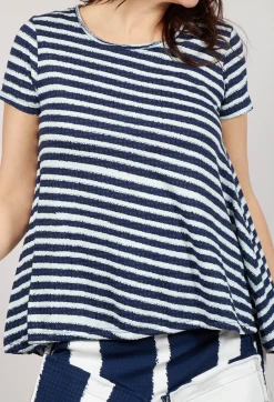 Rundholz Black Label Tops^T-Shirt with Drawstring Hem in Navy Print