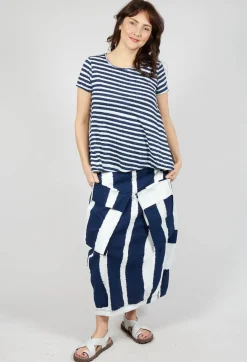 Rundholz Black Label Tops^T-Shirt with Drawstring Hem in Navy Print