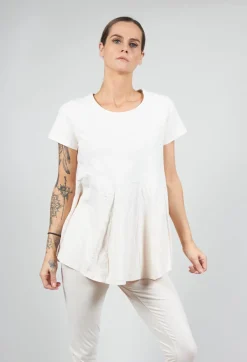 Rundholz Black Label T-shirts^T-Shirt with Flared Hemline in Rose Print