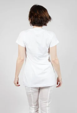 Rundholz Dip Tops^T-Shirt with Square Neckline in Bleach and Royal Print