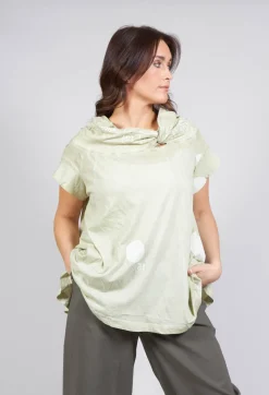 Rundholz Black Label T-shirts^T-Shirt with Twist Detail Neckline in Pearl Dot