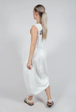 Rundholz Black Label Dresses^Tulip Hem Linen Dress in Offwhite Print