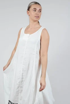 Rundholz Black Label Dresses^Tulip Hem Linen Dress in Offwhite Print