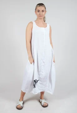 Rundholz Black Label Dresses^Tulip Hem Linen Dress in White Print