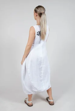 Rundholz Black Label Dresses^Tulip Hem Linen Dress in White Print