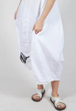 Rundholz Black Label Dresses^Tulip Hem Linen Dress in White Print