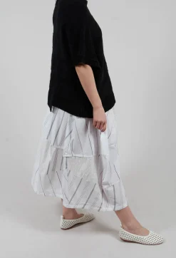 Moyuru Skirts^Tulip Hem Skirt in White Stripe