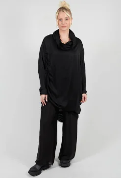 Sanctamuerte Dresses^Tunic Dress in Raso di Viscosa and Viscosa Seta Nero