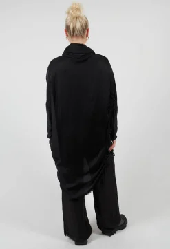 Sanctamuerte Dresses^Tunic Dress in Raso di Viscosa and Viscosa Seta Nero