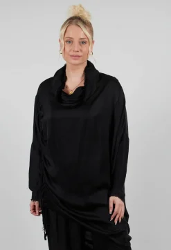Sanctamuerte Dresses^Tunic Dress in Raso di Viscosa and Viscosa Seta Nero