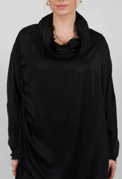 Sanctamuerte Dresses^Tunic Dress in Raso di Viscosa and Viscosa Seta Nero