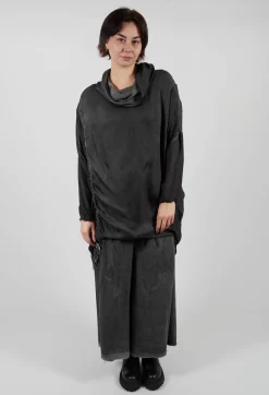 Sanctamuerte Dresses^Tunic Dress in Raso di Viscosa and Viscosa Seta Grey Storm