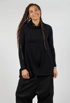 Rundholz Black Label Dresses^Tunic Dress with Placed Print in Black Shiny Print