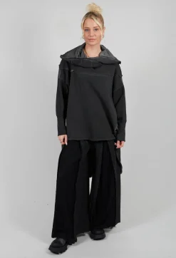 Sanctamuerte Tops^Tunic Top in Felpa and Raso di Viscosa Grey Storm