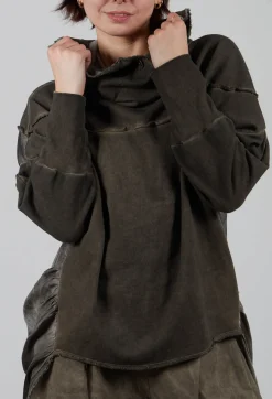 Sanctamuerte Tops^Tunic Top in Felpa and Raso di Viscosa Green Tuscany